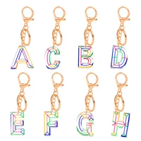 fashion 26 english letter keychain transparent color stripe resin acrylic letter keychain creative pendant jewelry for women