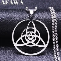 stainless%c2%a0steel%c2%a0witchcraft witchs irish%c2%a0knot chain%c2%a0necklace%c2%a0women%c2%a0silver%c2%a0color geometry pentagram necklaces jewelry%c2%a0n7065s02