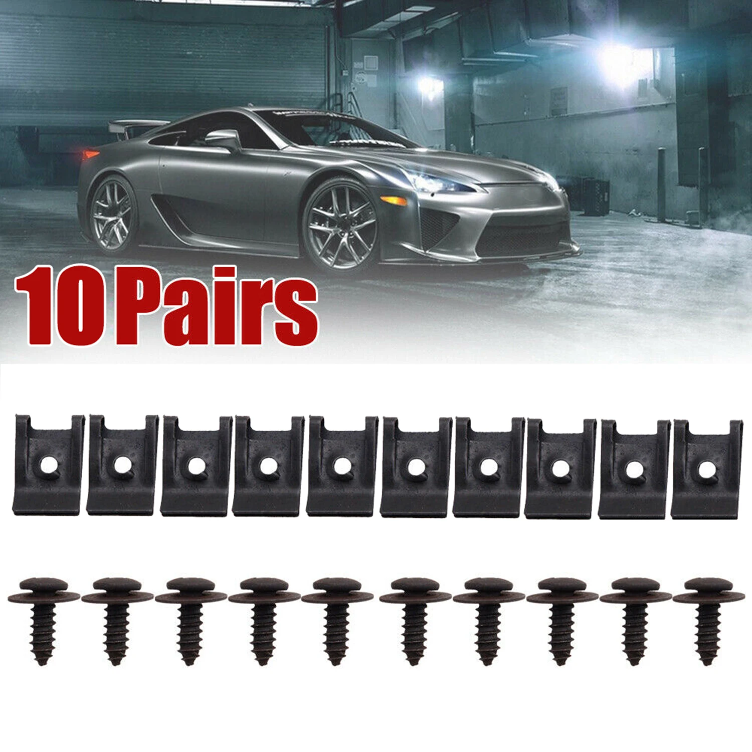 

Spring U-type Clip Trim Metal Black Bumper Car Fasteners Fender Durable