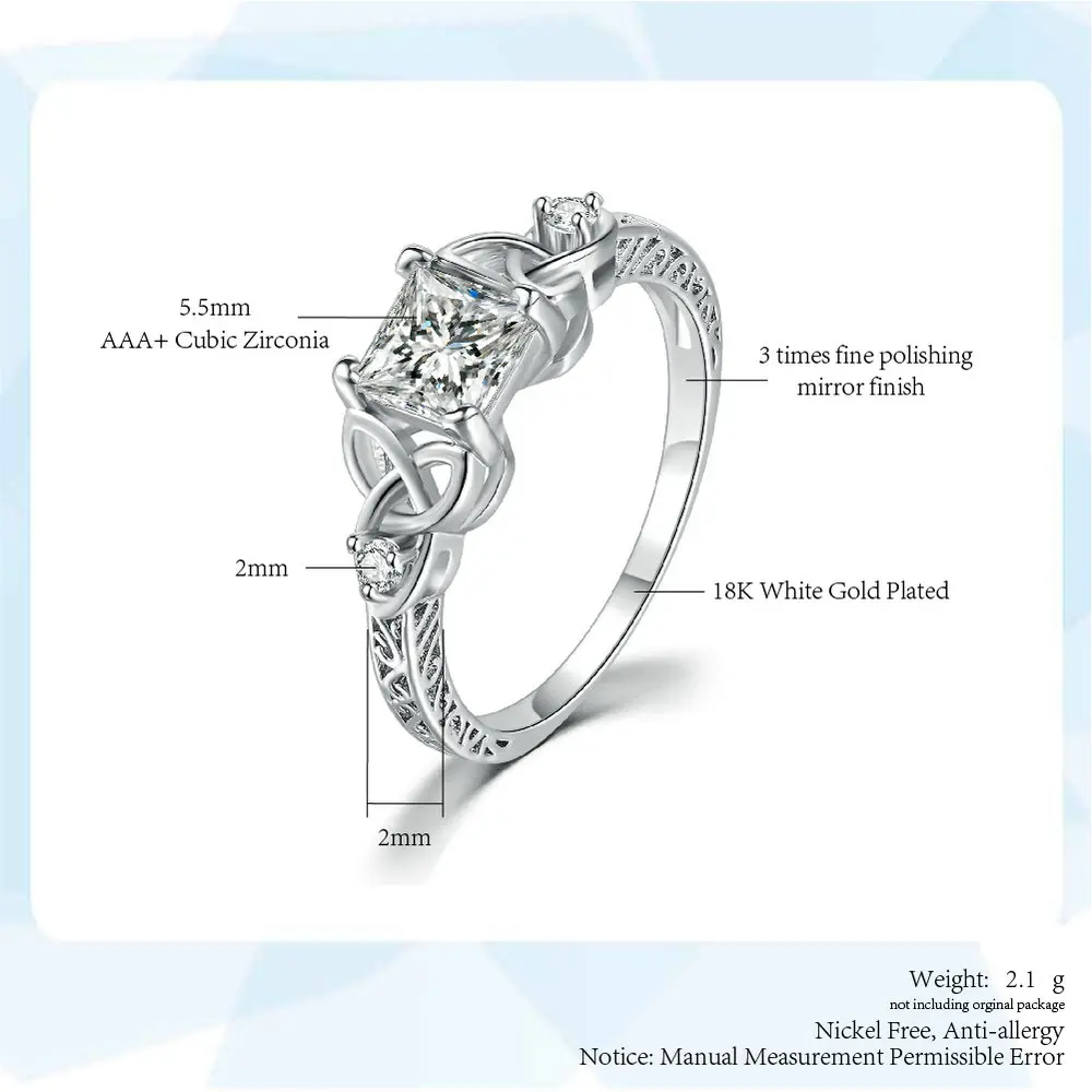 ZHOUYANG Wedding Engagement Rings For Women Delicate Hollow 4 Claws Zircon White Gold Color Party Gifts Fashion Jewelry DZR022 | Украшения