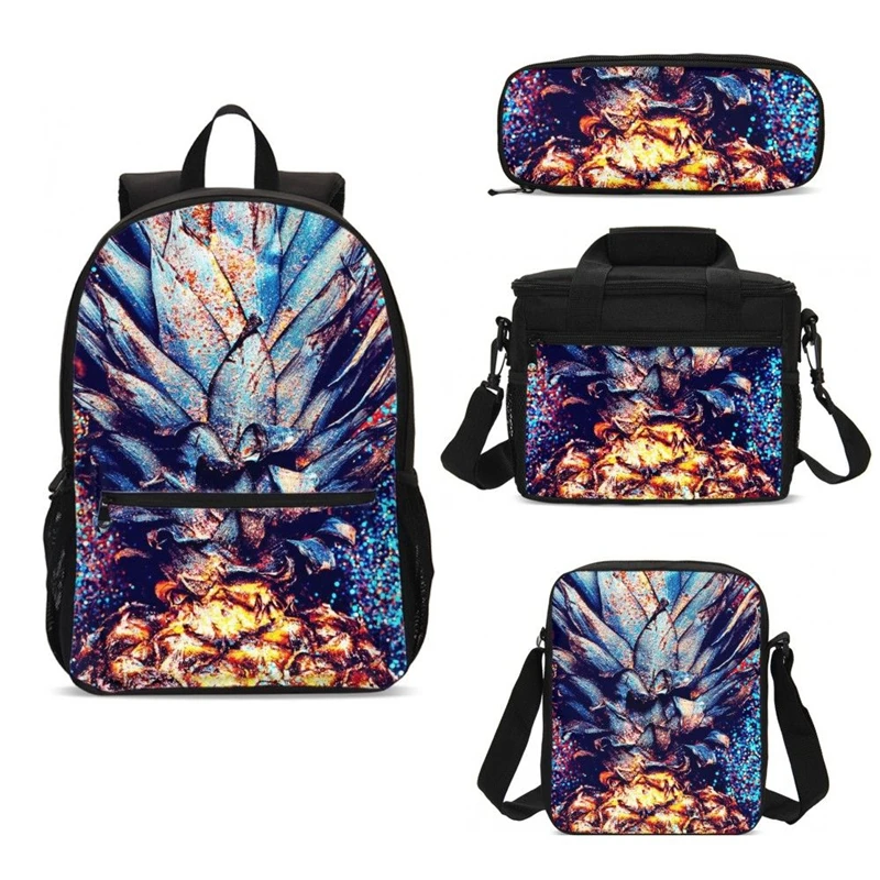 

Pineapple Summer Fruit School Bag Set Kids Women Men Backpack Bagpack Pen Bag Ice Bag Mujer Escolar Bolsa Termica