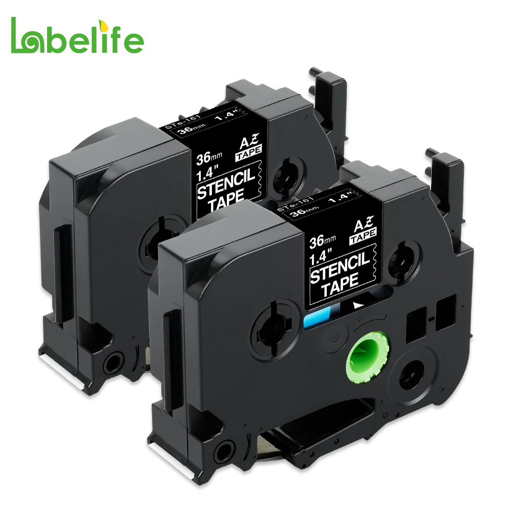 Labelife 2 шт. в упаковке STe-161 36 мм x 3 м P-Touch трафаретная лента ST161 STe161 черная для
