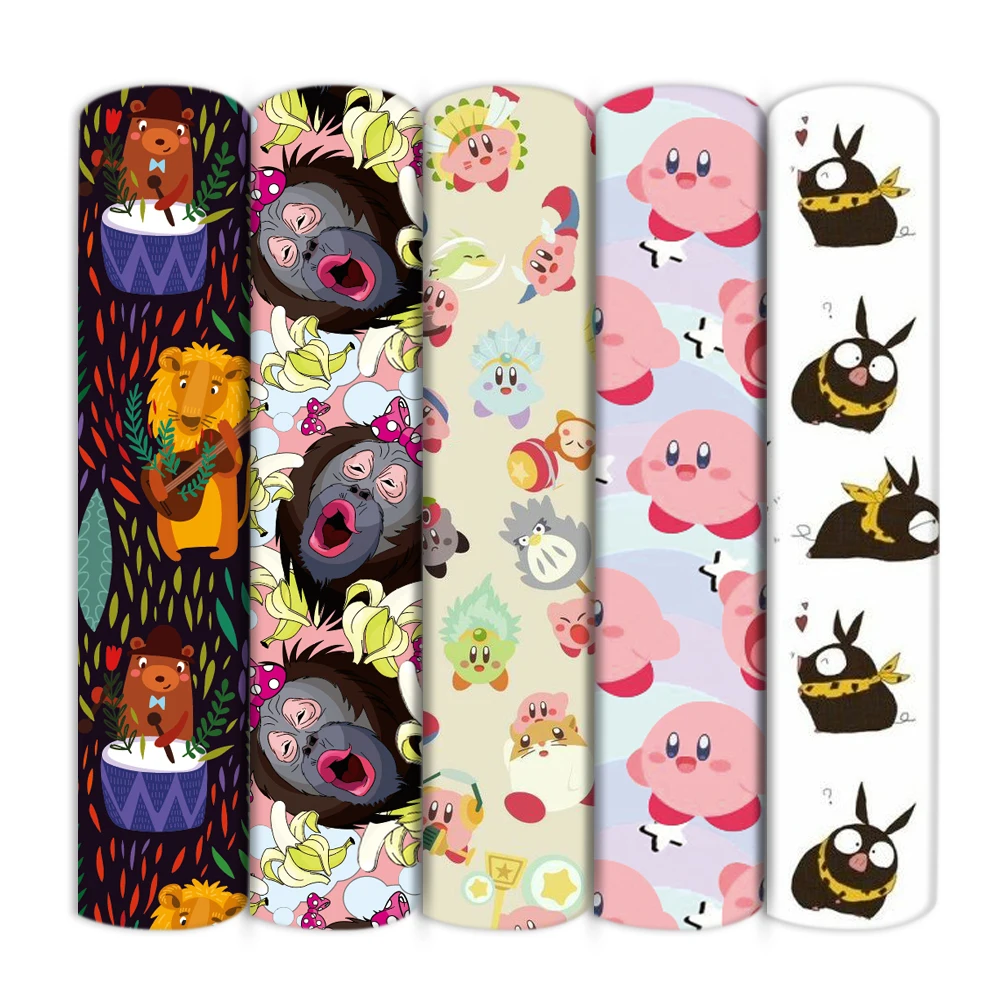 Ткань из полиэстера и хлопка с принтом льва лисы медведя леса для шитья рукоделия