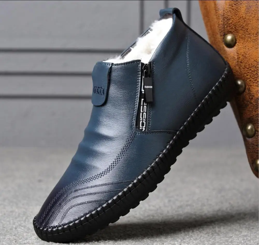 Мужские зимние ботинки челси из натуральной кожи сезон зима 2021 шерстяные