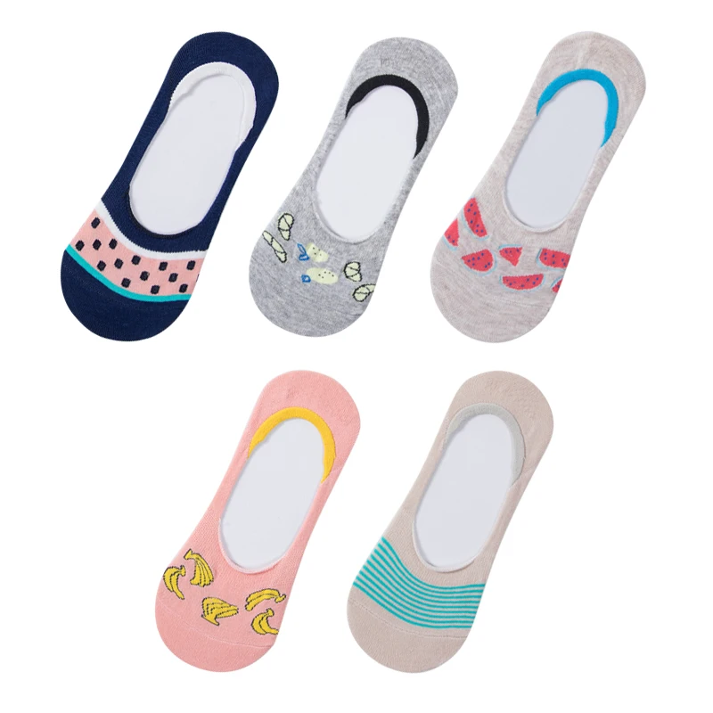 5 пар женские весенние летние носки хлопковые невидимые с закрытым носком и милыми японскими животными