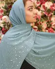 Шифоновый шарф с пузырьками и бриллиантами, шарф, простой хиджаб, шали, палантины, однотонный мусульманский хиджаб, шарф, 1 шт.