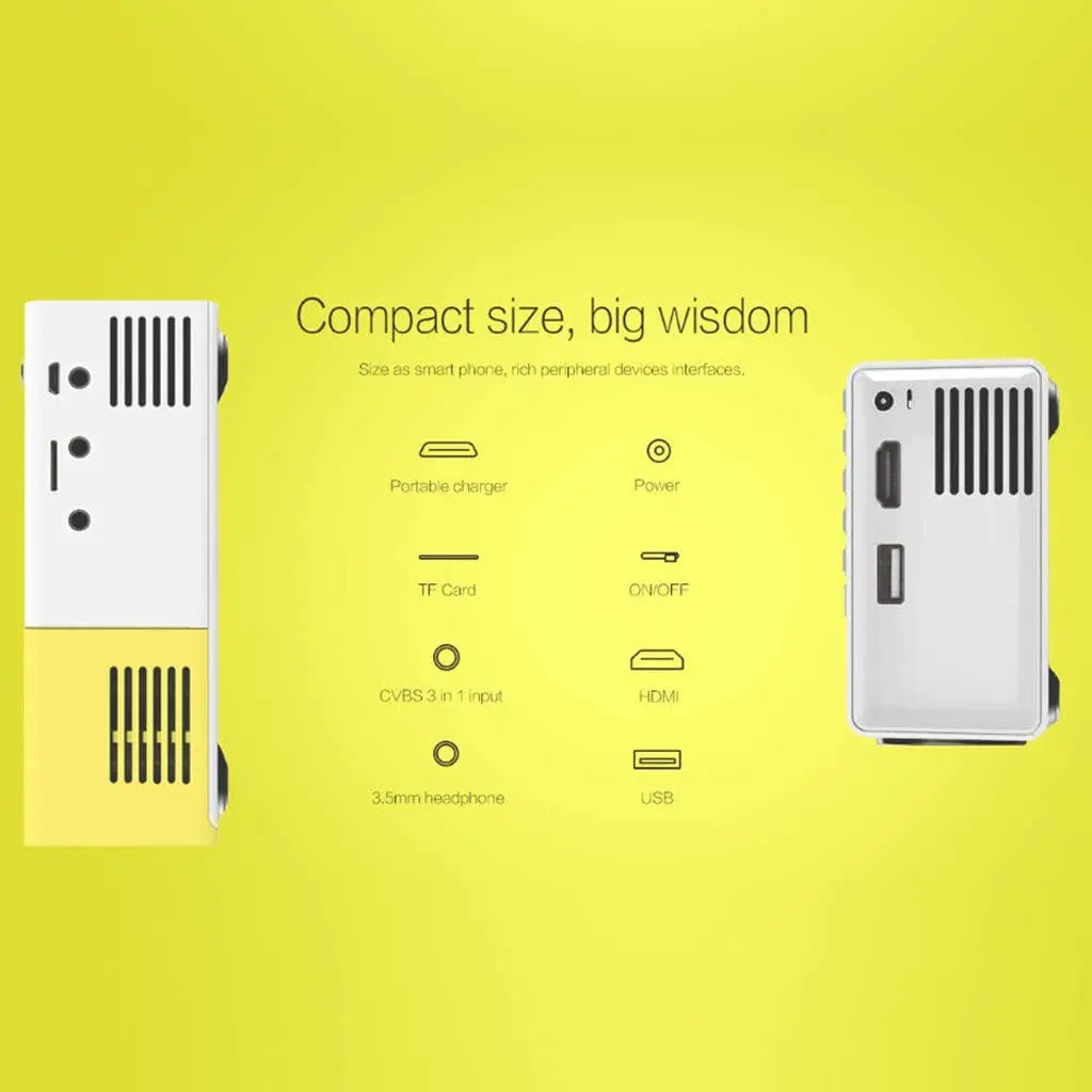 HBUDS YG 300 светодиодный Портативный проектор 600LM 3 5 мм аудио 320x240 Пиксели USB Мини для
