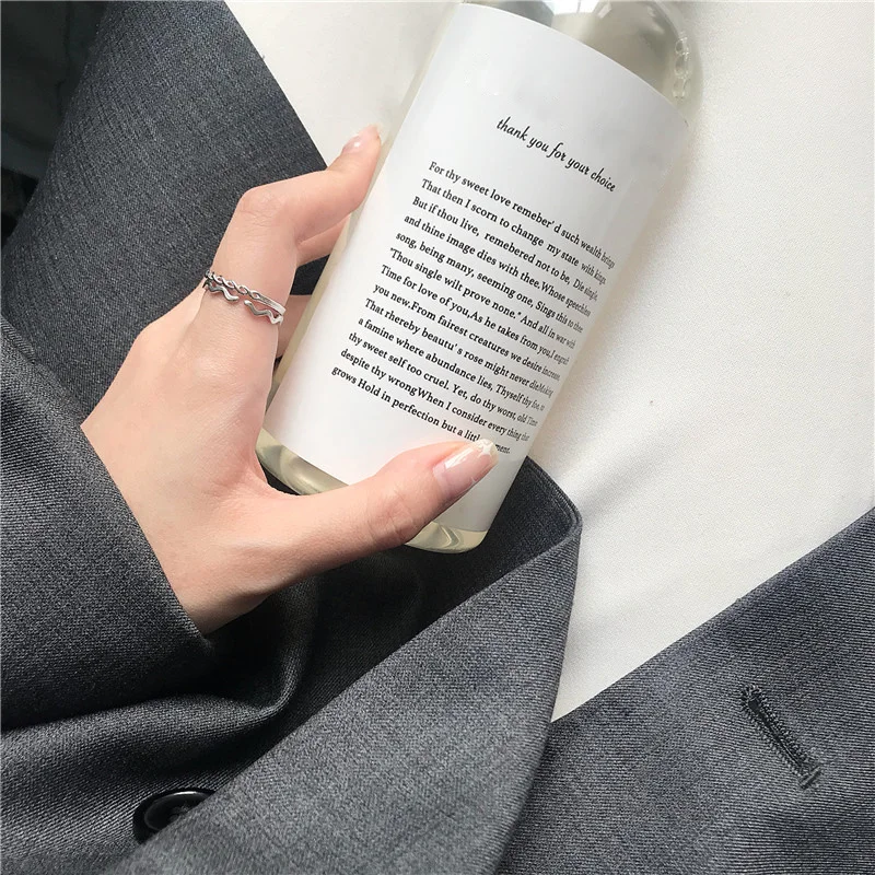 Adjustable Opening Ring Female Minority Design Wave Pattern Simple Student Versatile Two Piece Food J106 | Украшения и аксессуары