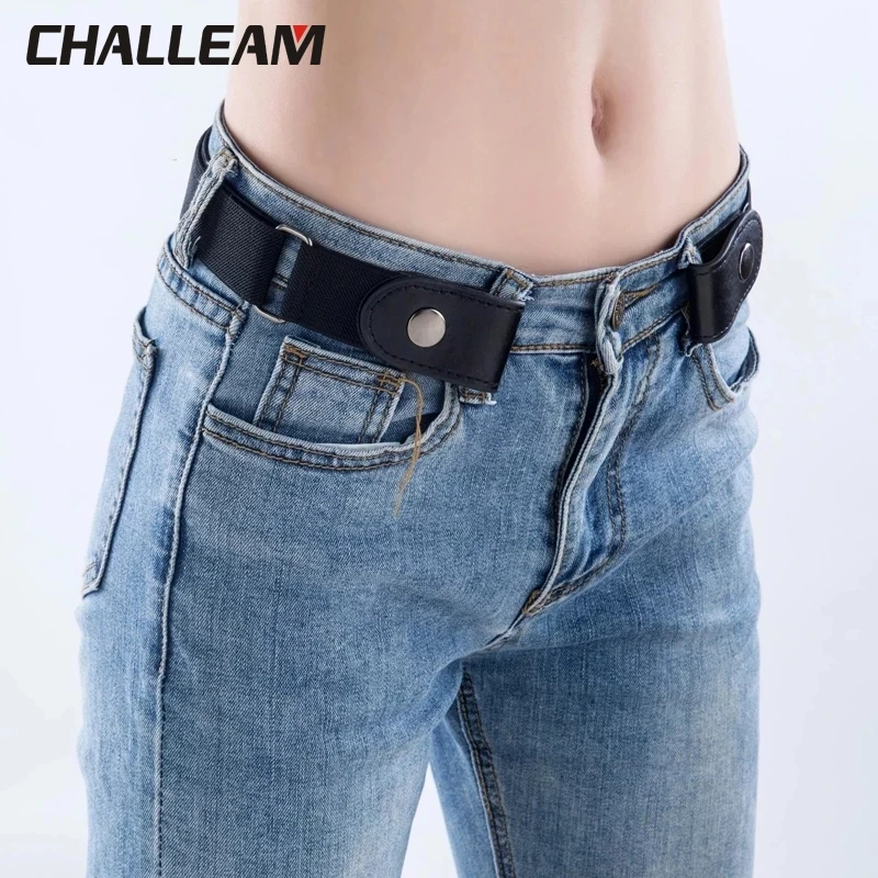 

Jeans no buckle belt Ladies/Men no buckle elastic women's belt Punk style lazy unisex non-buckle invisible belt