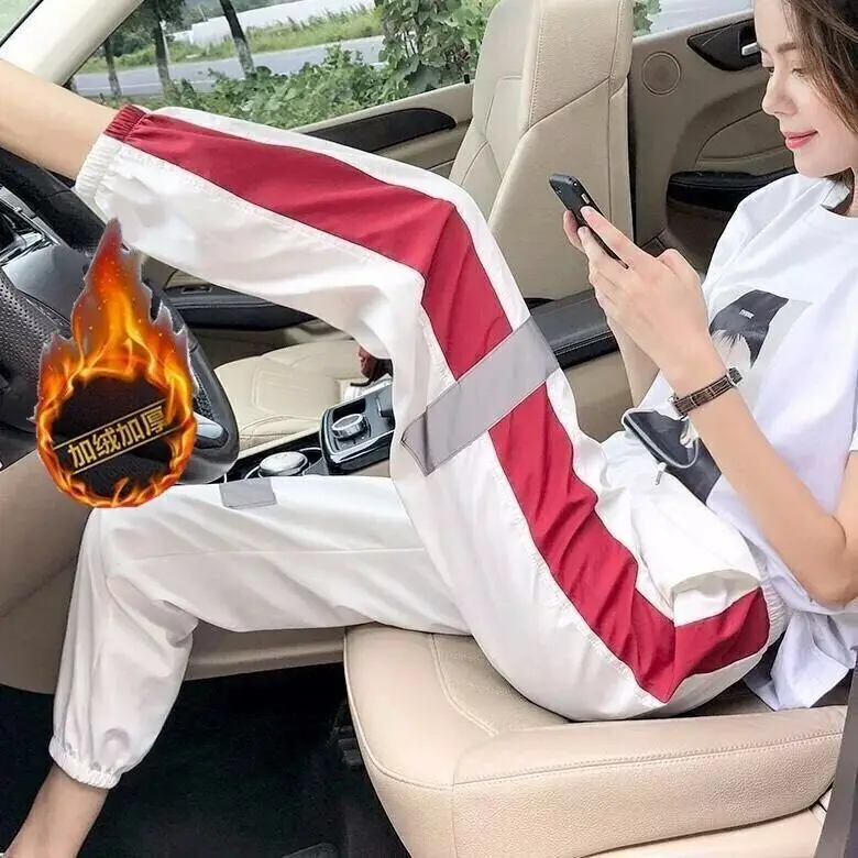 Повседневные брюки-карандаш в стиле пэчворк с высокой талией пряжки ремня брюки