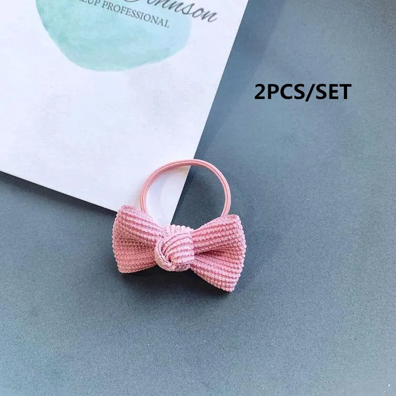 PINK-2PCS 2/14 шт. детские вельветовые 4,5 см заколки для волос резинки Заколки для волос для девочек, детей дошкольного возраста, женские аксессуары для волос - Цвет: PINK-2PCS