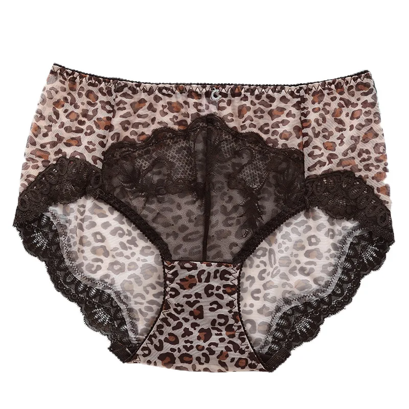 

Sexy Female Leopard Pattern Briefs Panther Print with Leopard and Beautiful Lace Freedom Underwearr Dulasii New Animal Panties