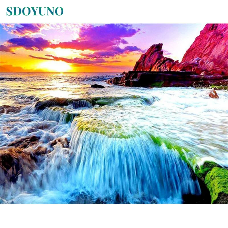 

SDOYUNO 60x75cm Paint By Numbers On Canvas Scenery DIY Painting By Numbers Kits For Adult Landscape Frameless Digital Hand Paint