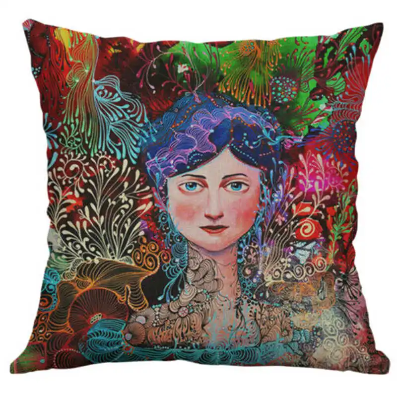 Printing 18&quot Deer Fish Cover Decor Linen Cotton Pillows Home Women Case Cartoon | Дом и сад