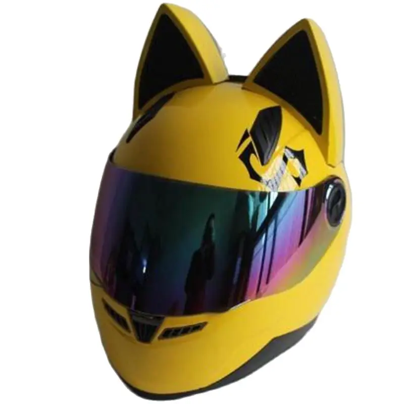 

NITRINOS Cat Ear Notorcycle Helmet Four Seasons Anti-fog All-over Cat Ear Helmet Cross-Country Man and Woman Racing Helmet
