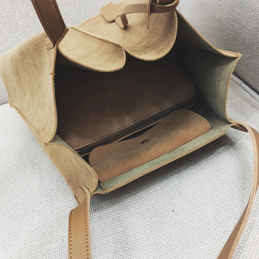 

Casual Tote Bags Fashion Soft Leather Women Bag 2PCS Set Female Shoulder Bags Large Capacity Bags Set Handbag sac a main