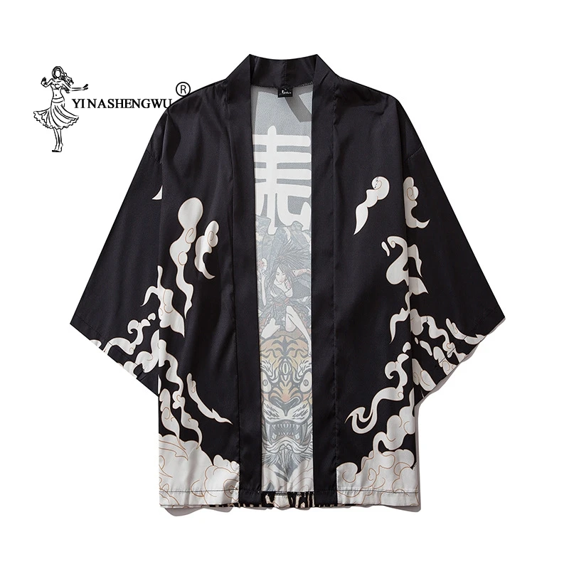 Yukata Haori японский Тигр кимоно кардиган мужской костюм самурая азиатская одежда