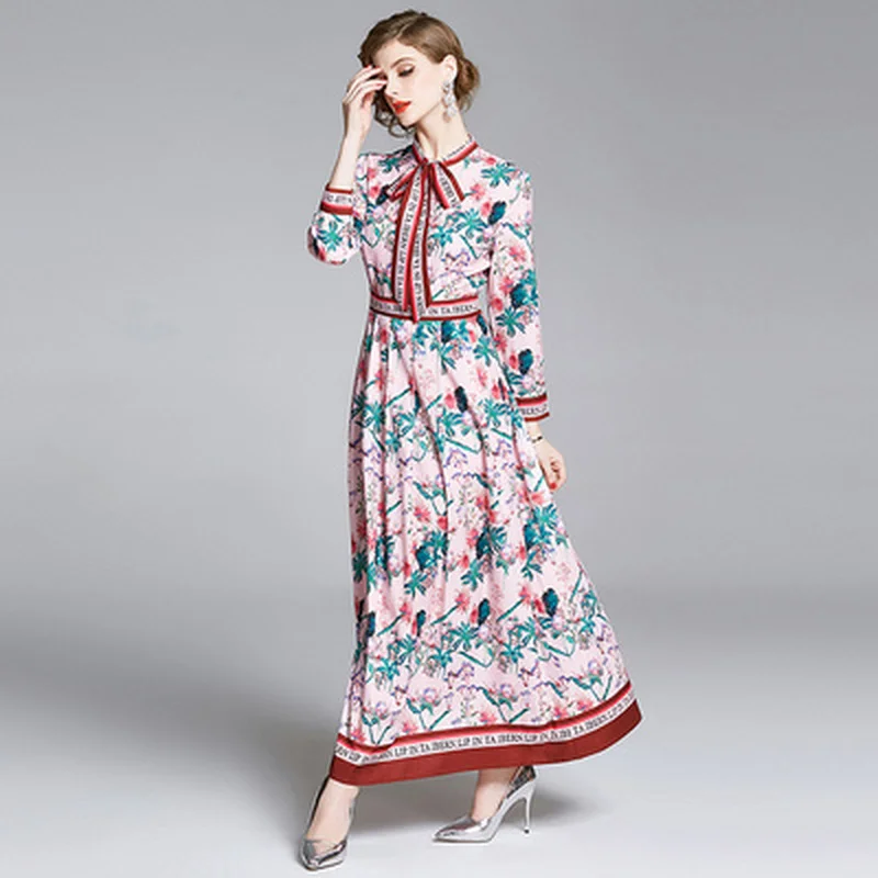 Женское винтажное платье с длинным рукавом дизайнерское подиумное свободное