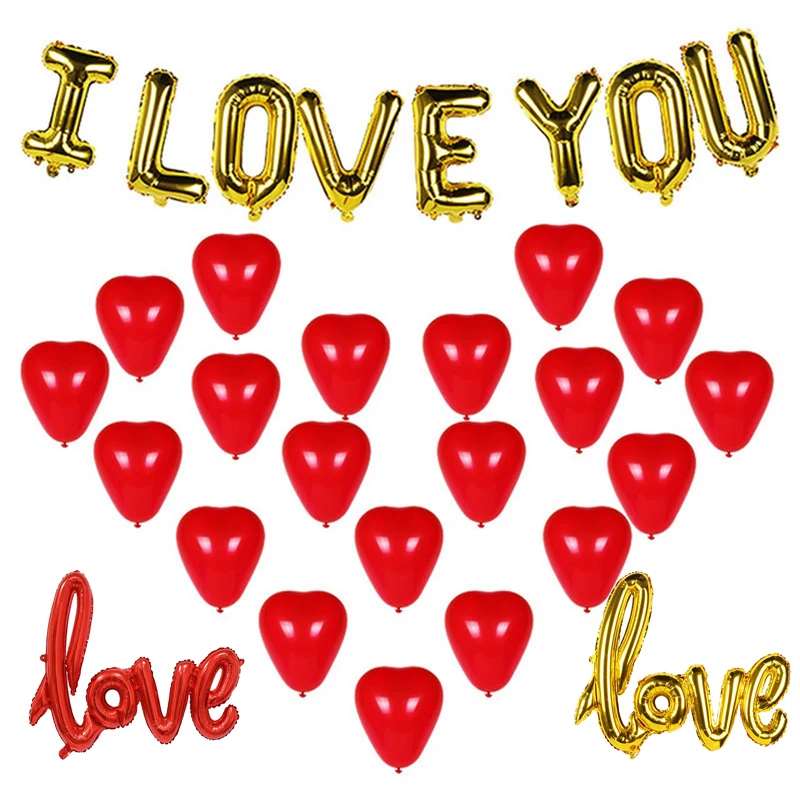 

Valentines Day Decoration LOVE Red Heart Balloons Anniversary Marriage Wedding Decorations Bride To Be Party Birthday Decor