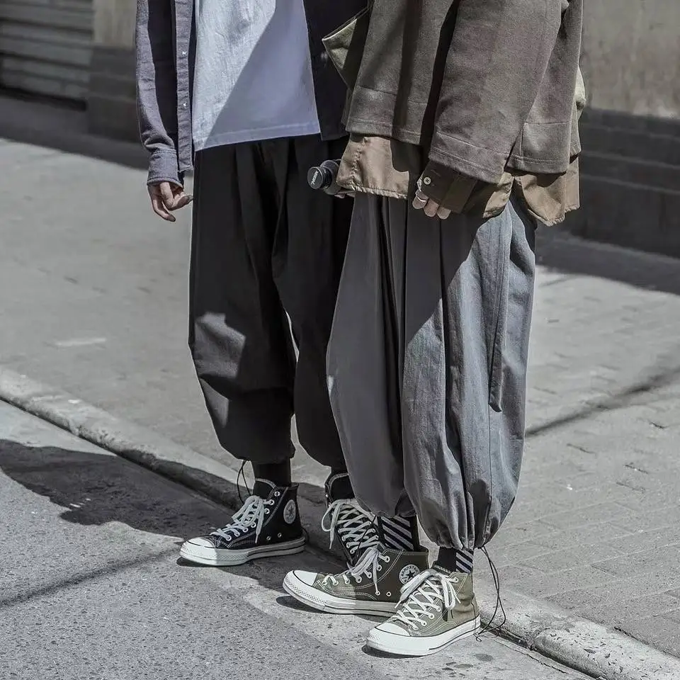 

Mens Casual Pants Loose Cargo Pants Male Black Cotton Trousers Harem Pants Hip Hop Casual Men Joggers Solid Harajuku Pants Males