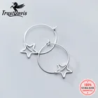 Женские серьги-кольца с полыми звездами trustdavid, из настоящего серебра 925 пробы, подарочное Ювелирное Украшение DS1875