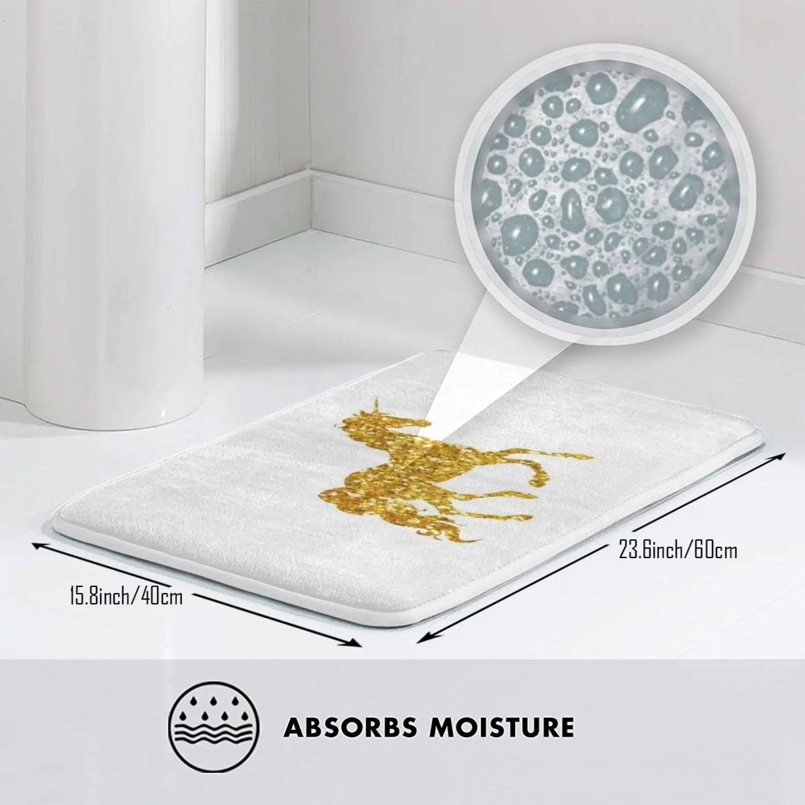 Золотистый коврик с единорогом подушка мягкий нескользящий золотистым