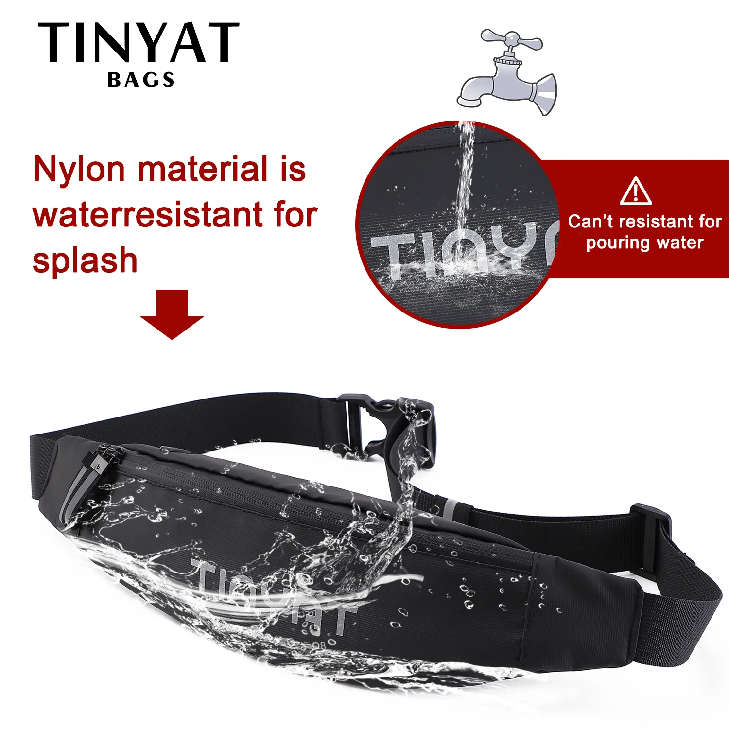 Мужская поясная сумка TINYAT Повседневная Большая для телефона из парусины