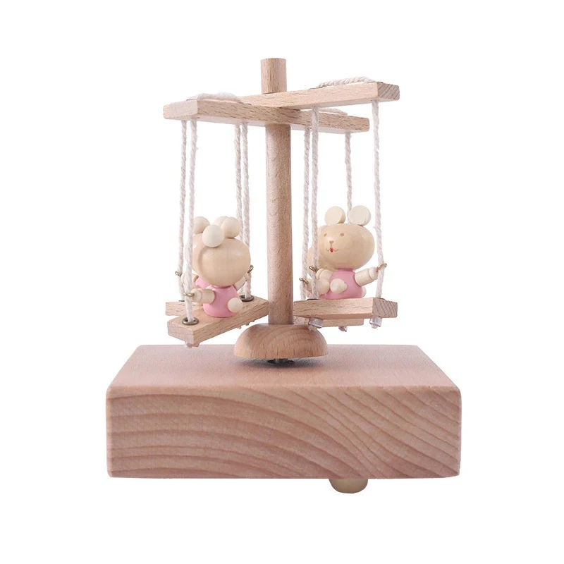 

Cartoon Happy Bear Carousel Music Box,Wooden Crafts,Music Box,Wooden Music Box,Home Decor,Christmas Decor for Home