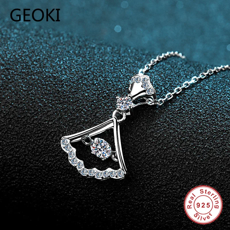 Геоки идеальный рез 0,3 карата моиссанита, прошедший тест на бриллианты, каменный подвесной ожерелье на серебряной цепочке из 925 пробы для вечеринки.