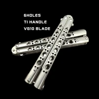 baliplus balisong bm42 bm43 bm47 vg10 6 holes titanium butterfly trainer training knife crafts martial arts collection knvies