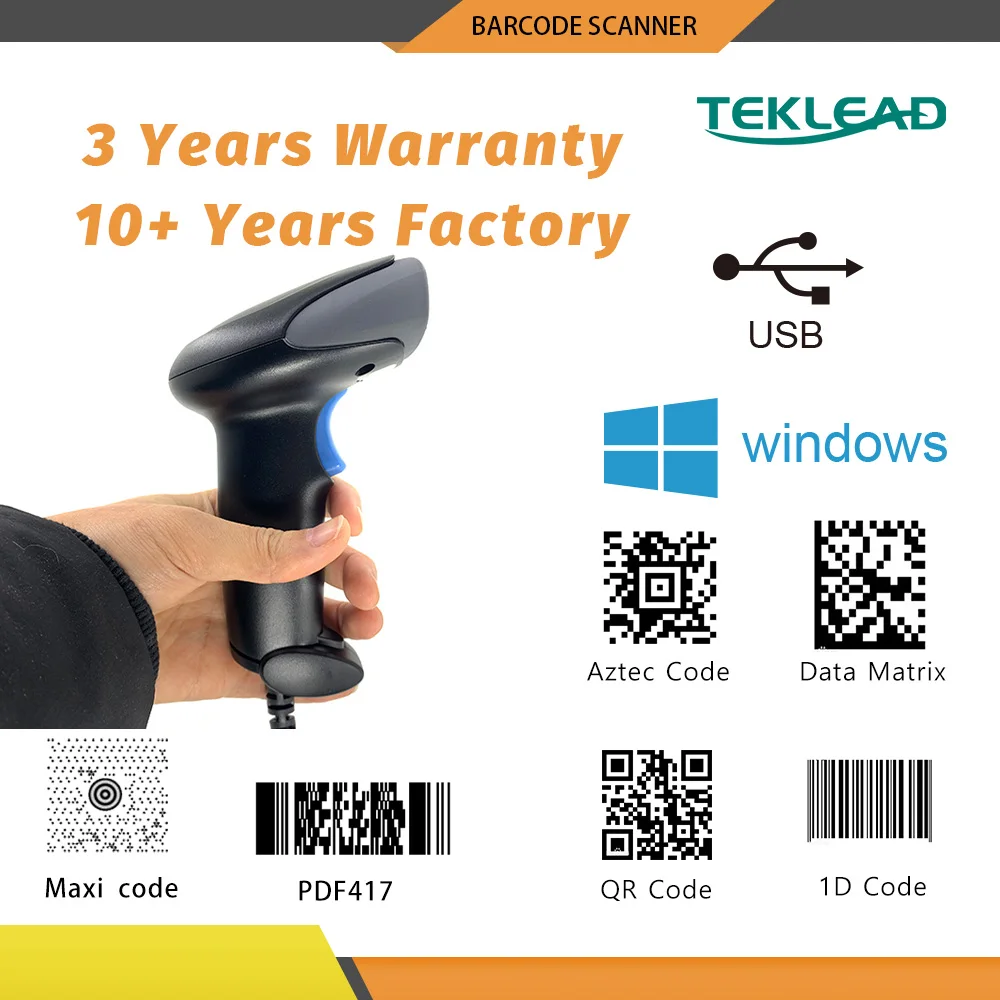 

Wired CCD Barcode Scanner Automatic Sensing Scanning 1D 2D QR Bar Code Reader for Mobile payment