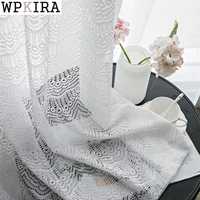 white lace wave sheer curtain tulle window sliding door treatment romantic voile drape for wedding living room custom s059e