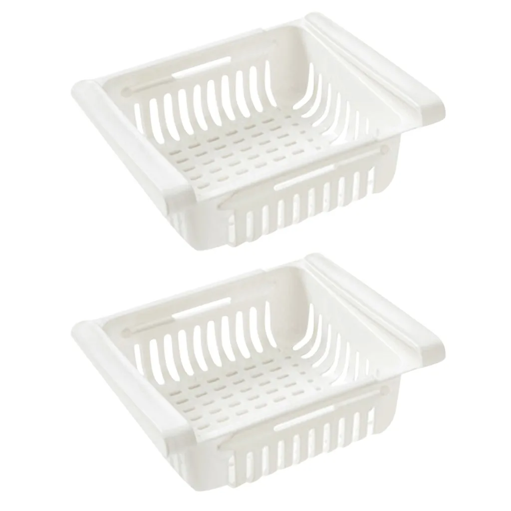 2PCS New Kitchen Storage Shelf Holder Refrigerator Rack Fridge Pull-out Food Organizer Drawer |
