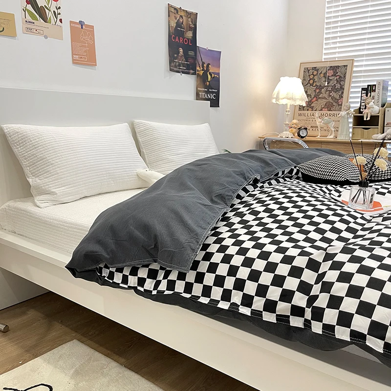 Покрывало клетчатое для односпальной/полуторноспальной/двуспальной/королевской/односпальной кровати/односпального одеяла современной моды комфортного дома белое черное.