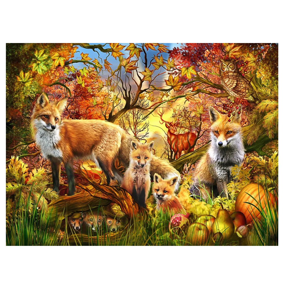 Алмазная живопись лиса семья в лесу вышивка крестиком домашний декор алмазная