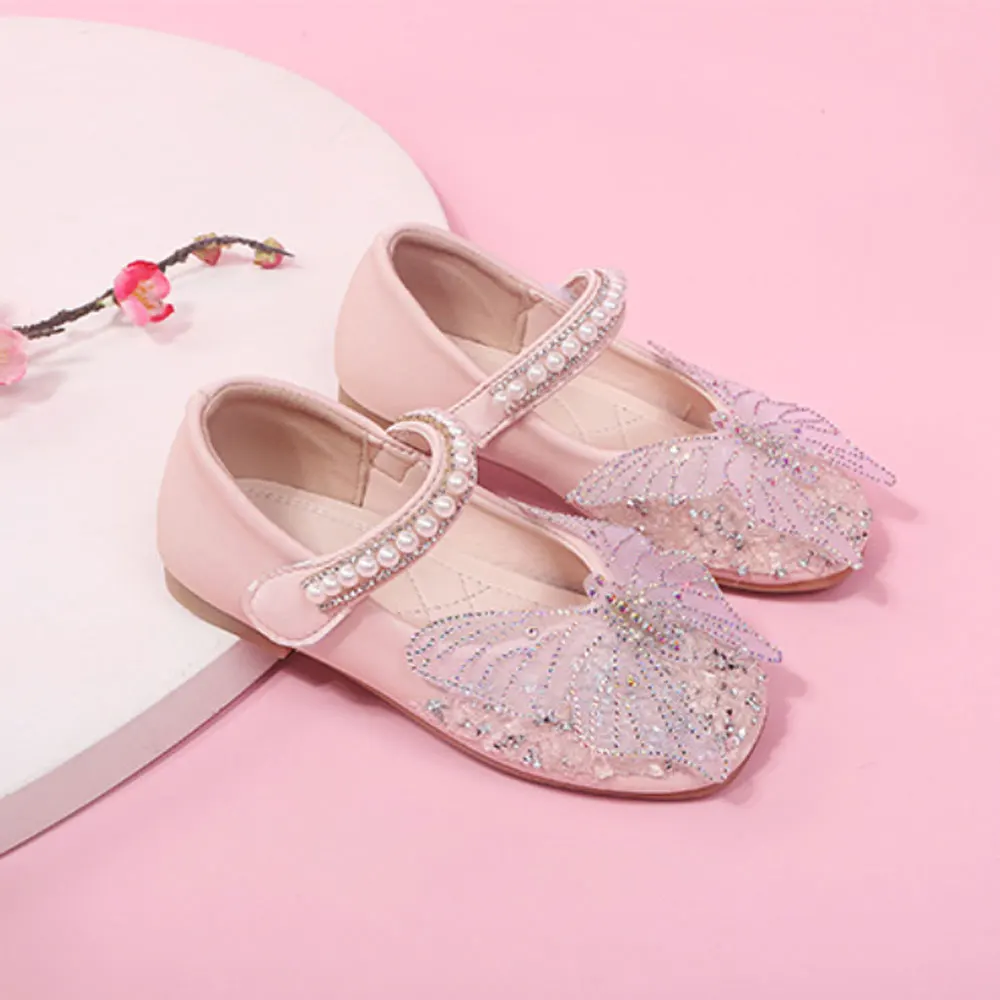 

Flower Girls Shoes for Wedding Bridesmaid Flats Kids Leather Birthday Shoes Children Party Dancing Shoes Valentine's Day Easter