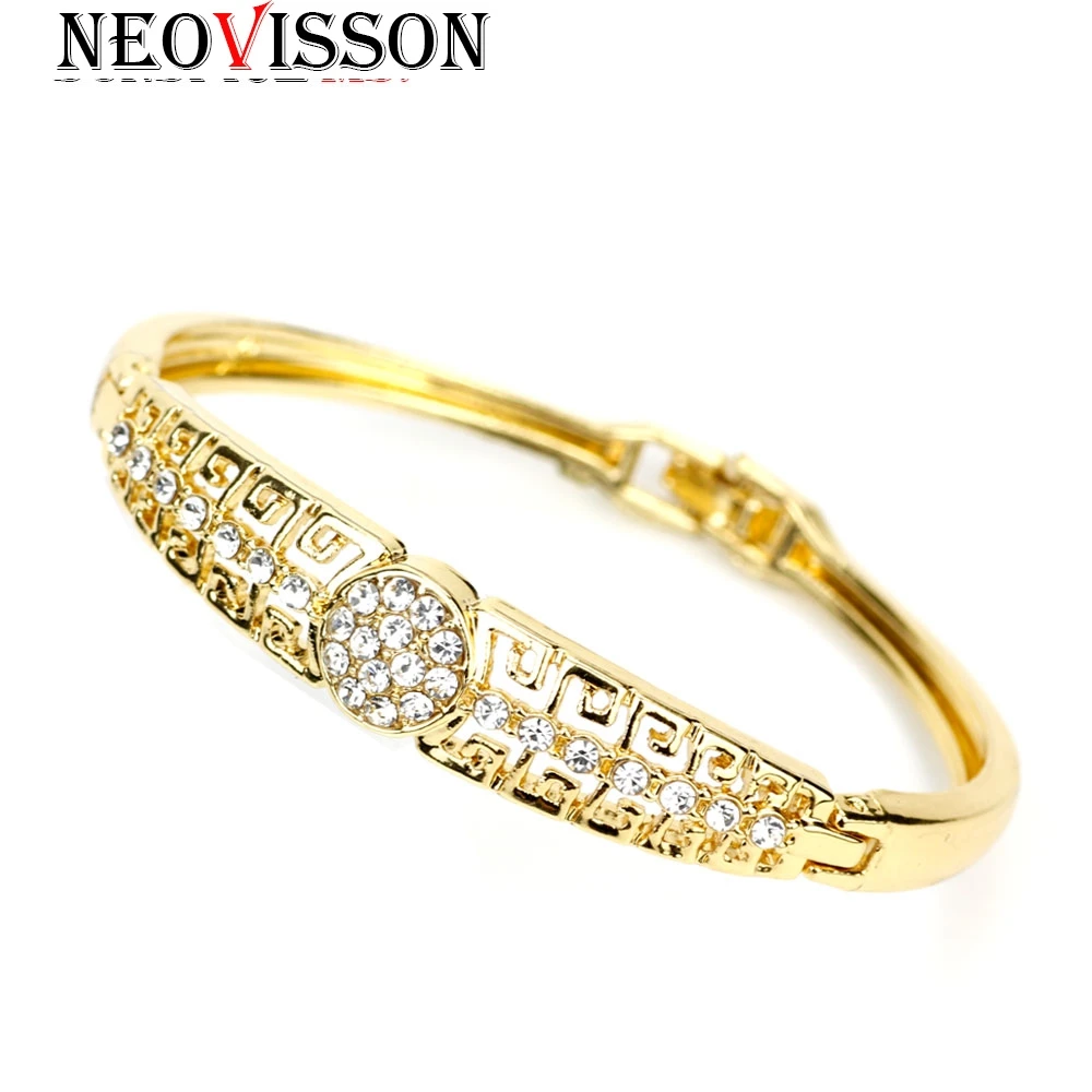 SUNSPICEMS Полный Стразы браслет в индийском стиле ретро золотой цвет большой красный