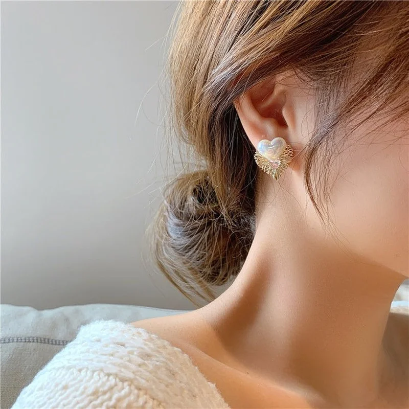 

Love Earrings Jewelry Female Simple Temperament Small Earrings DIY Handmade Accessories Silver Needle Earrings Jewelry
