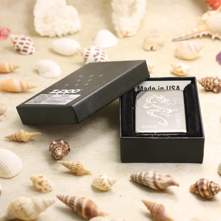 

Genuine Zippo oil lighter copper windproof Black ice Chinese Dragon cigarette Kerosene lighters With anti-counterfeiting code