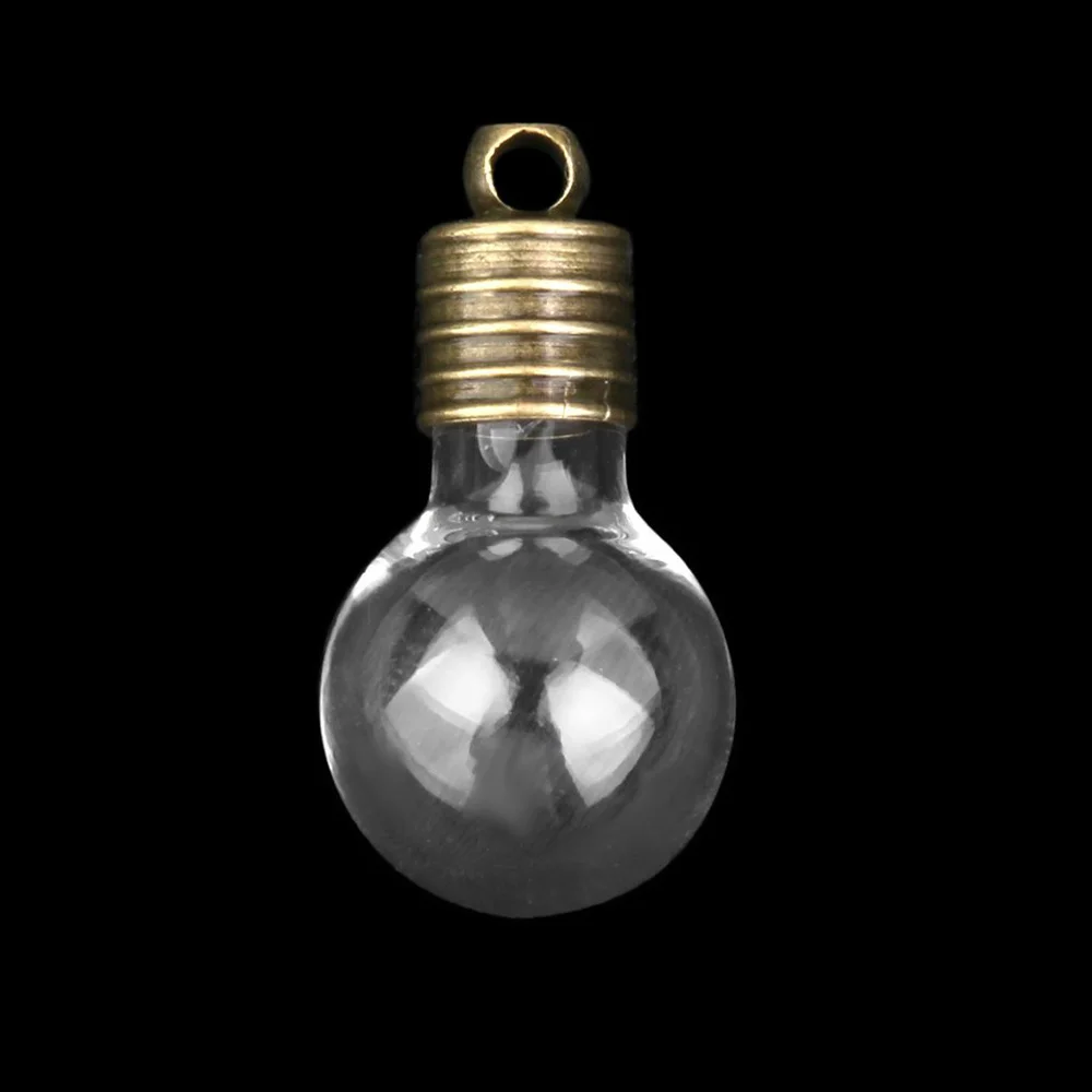

10pcs Bulb Shaped Mini Glass Wish Bottles Jars with Cap (Clear)