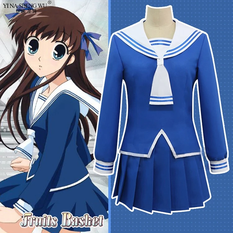 Disfraz de Anime de cesta de frutas para mujer, uniforme escolar para chica JK, Tohru, Honda, Top, falda