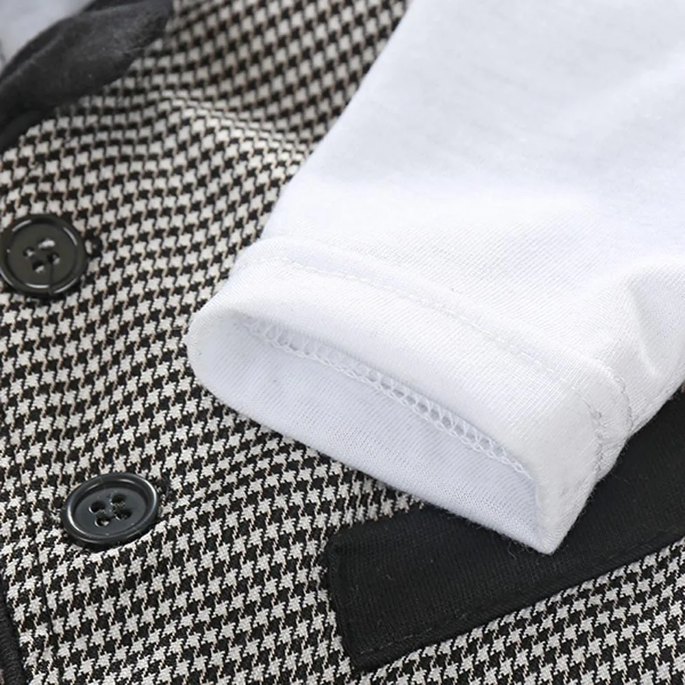 Handsome Baby Boy Formal Party Long Sleeve Romper Christening Wedding Tuxedo Waistcoat Bow Tie Suit Kids Child Clothing 0-24M |