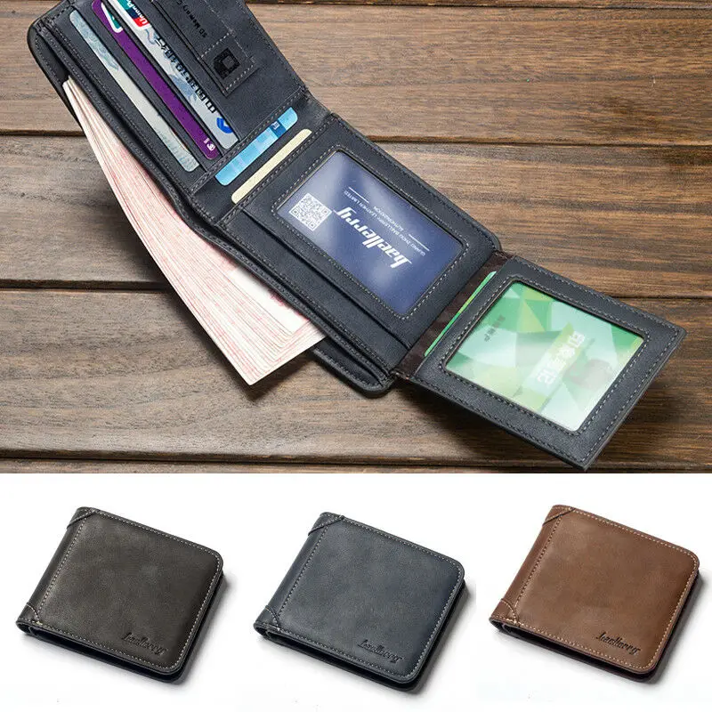 2019 Модный деловой мужской двойной карман для монет кожаный бумажник ID Кредитная