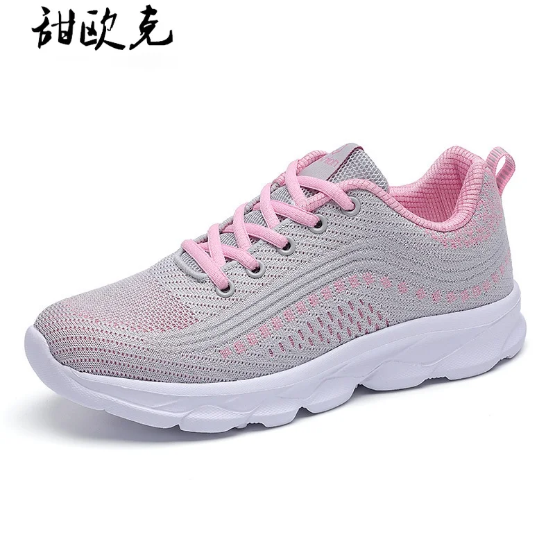

2021 Women's Shoes Spring Women's Mesh Breathable Sneakers Comfortable Lace-up Casual Shoes Fashionable Walking Vulcanized Shoes