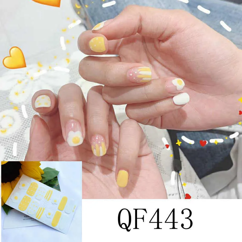 QF443 Новые наклейки для ногтей 14 типсов, металлические градиентные цвета, классические маникюрные полоски лака для ногтей, обертывания, длительный Летний стиль - Цвет: QF443