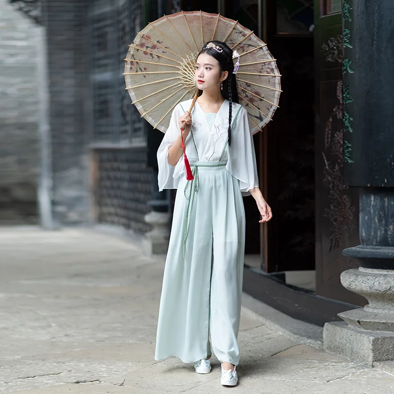 Женский Зеленый Классический танцевальный костюм Hanfu платье феи с вышивкой наряд