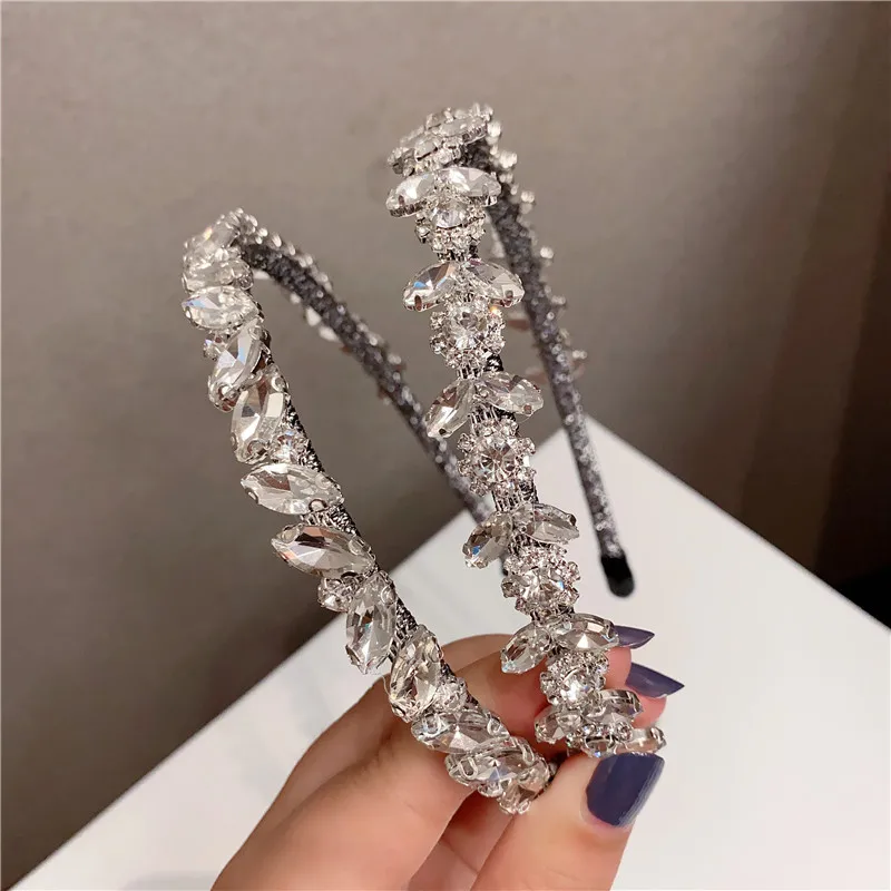 

Baroque Wedding Women Crystal Hairband Bezel Simple Hair Accessories Shining Hair Hoop Female Hair Band Headbands for Women