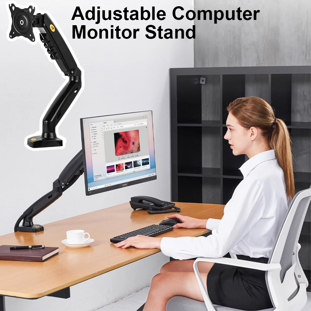 

Adjustable Single Arms Two Computer Monitor Desk Mount Stand for 17"-30" Swivel LCD Monitor Arm Support 2-9KG Computer Stand