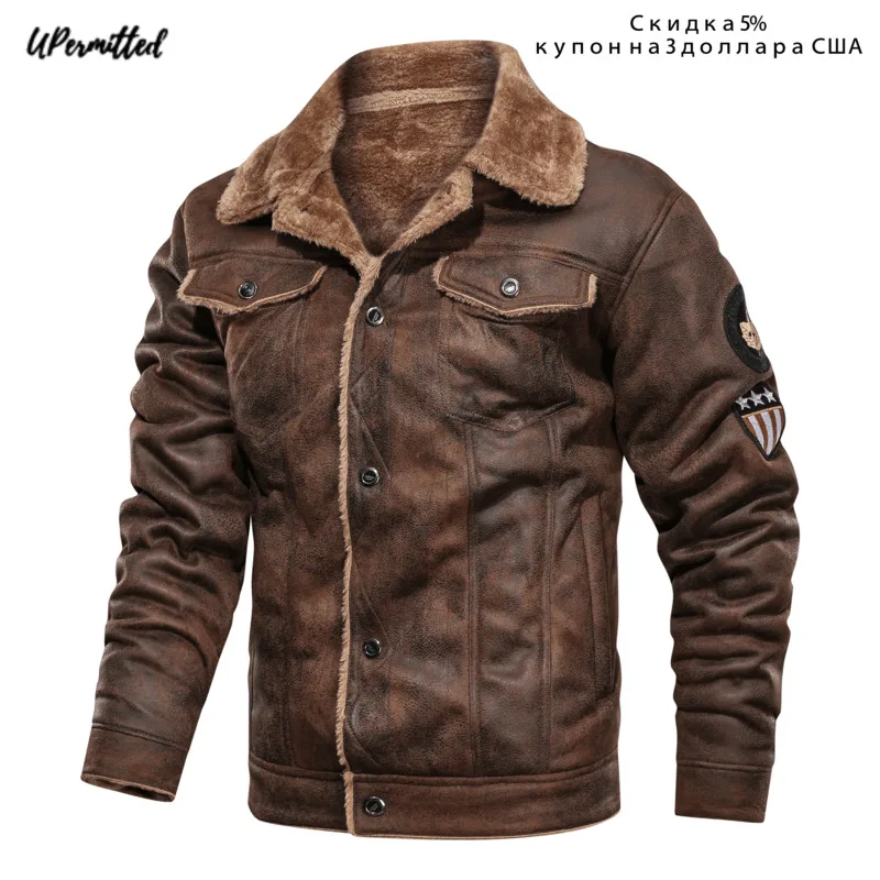 2021 зимние мужские военные меховые кожаные куртки хлопковые плюшевые утепленные