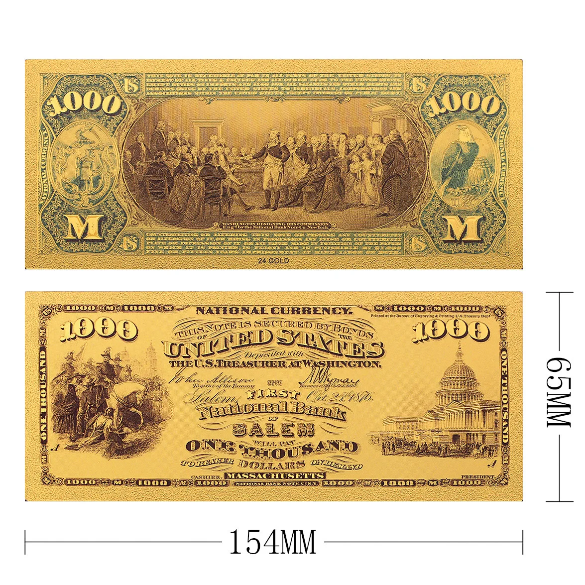 Коллекционная памятная монета 1875 долларов США 1000 банкнот позолоченная